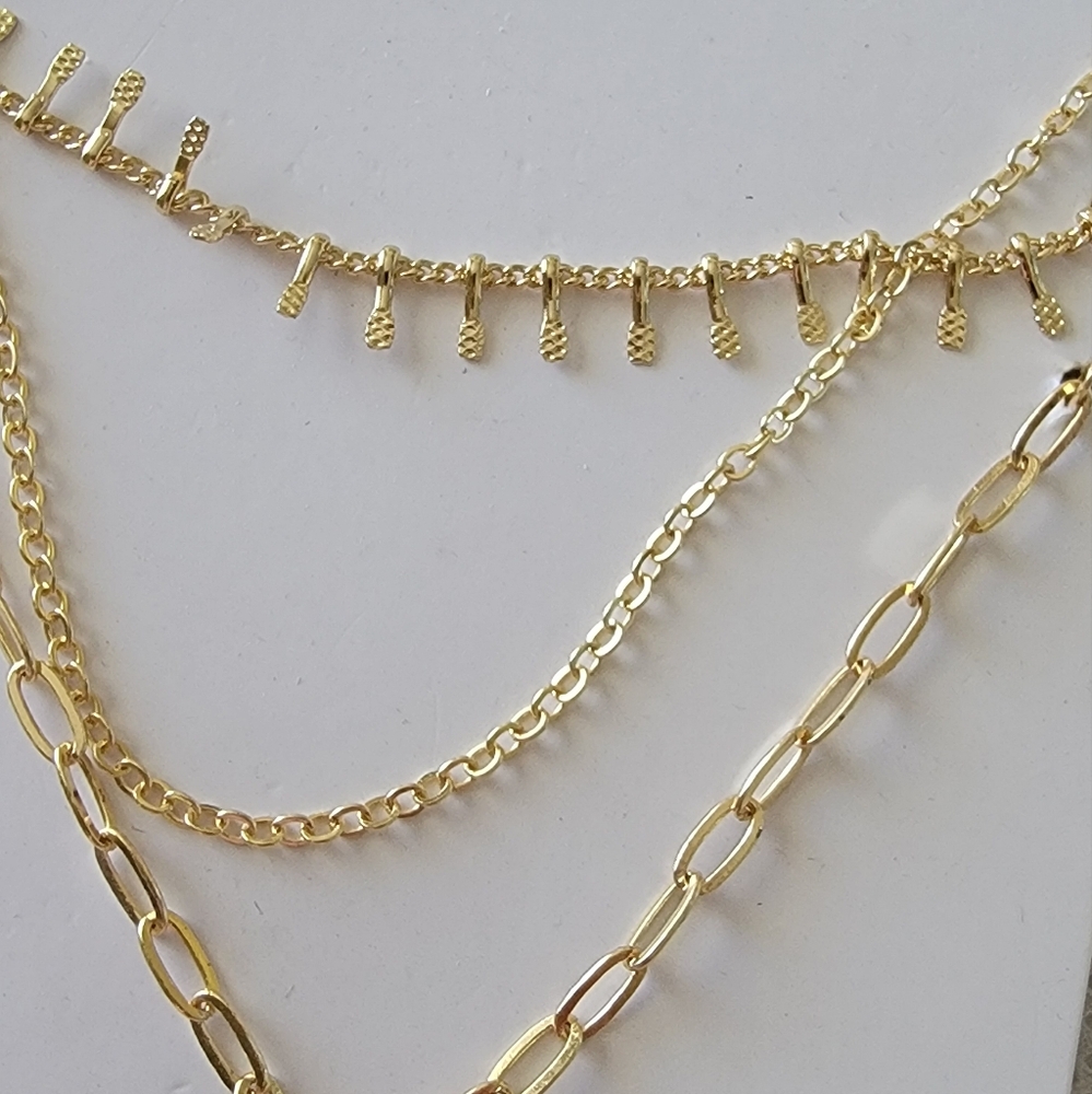 Three Rows Hanging Stones Layered Necklace Set - Picture 4 of 8